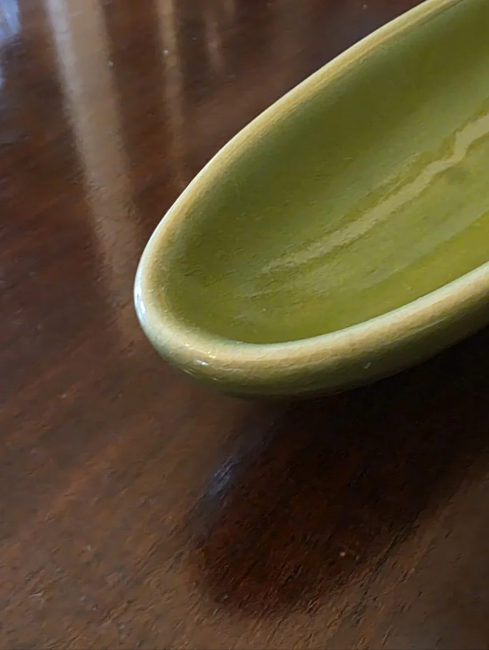 Long Green Ceramic Olive Or Condiment Dish